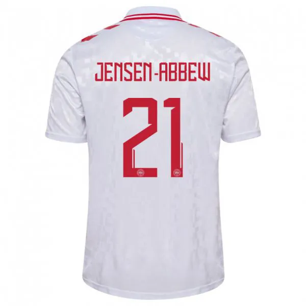 נשים דנמרק יונאס ינסן-אבאו #21 לבן הרחק ג'רזי 24-26 חולצה קצרה