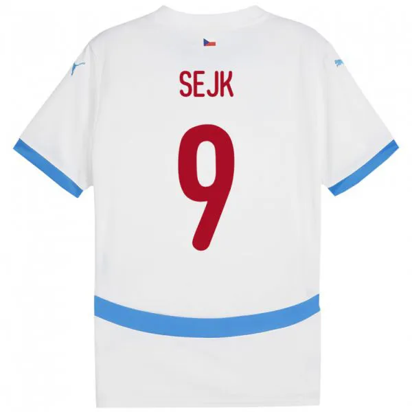 נשים צ'כיה Vaclav Sejk #9 לבן הרחק ג'רזי 24-26 חולצה קצרה