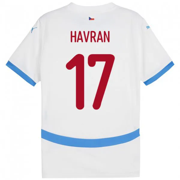 נשים צ'כיה Marek Havran #17 לבן הרחק ג'רזי 24-26 חולצה קצרה