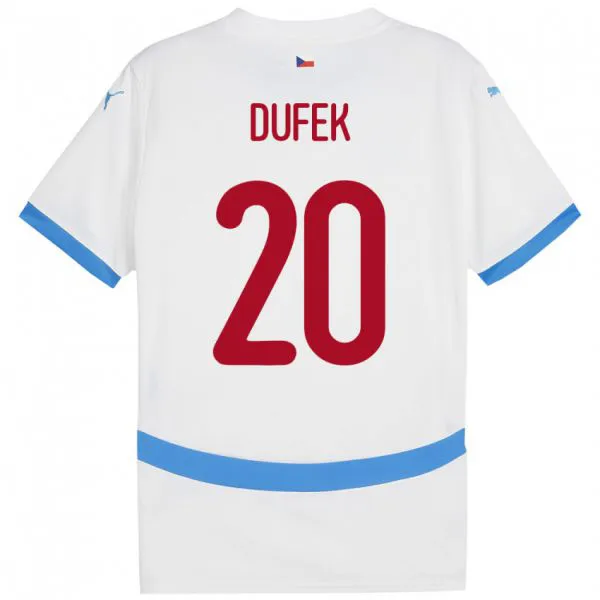 נשים צ'כיה Jakub Dufek #20 לבן הרחק ג'רזי 24-26 חולצה קצרה