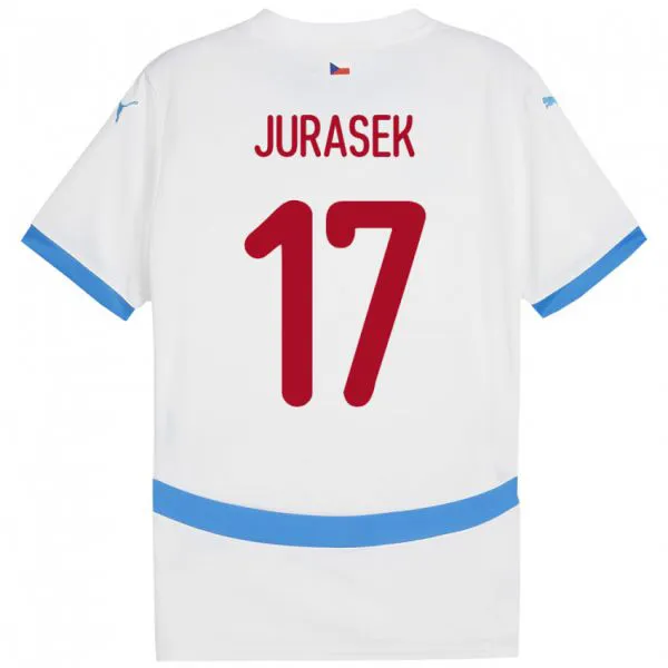 נשים צ'כיה Patrik Jurasek #17 לבן הרחק ג'רזי 24-26 חולצה קצרה