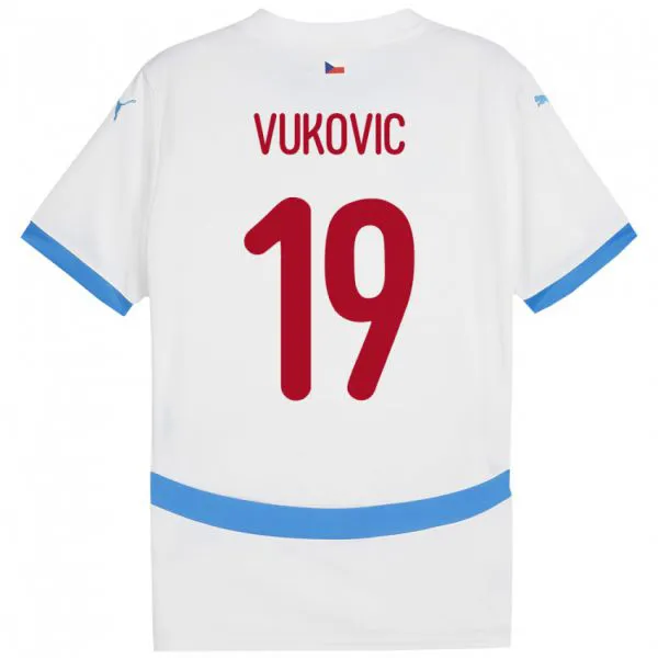 נשים צ'כיה Kristian Vukovic #19 לבן הרחק ג'רזי 24-26 חולצה קצרה