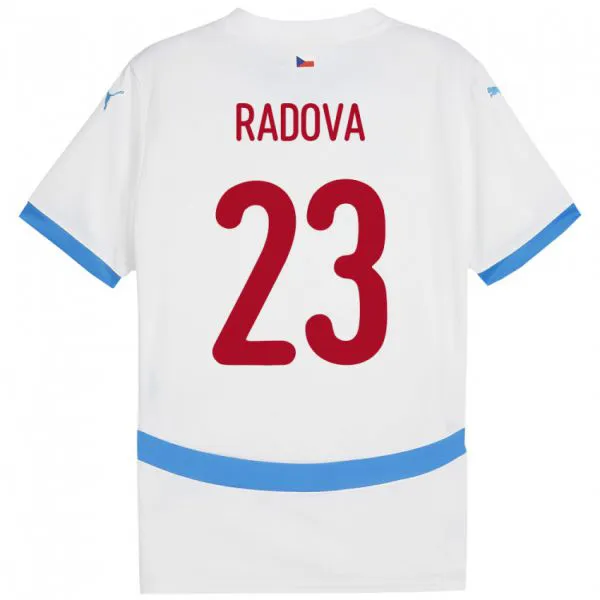 נשים צ'כיה Michaela Radová #23 לבן הרחק ג'רזי 24-26 חולצה קצרה