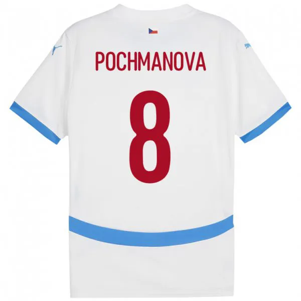 נשים צ'כיה Aneta Pochmanová #8 לבן הרחק ג'רזי 24-26 חולצה קצרה