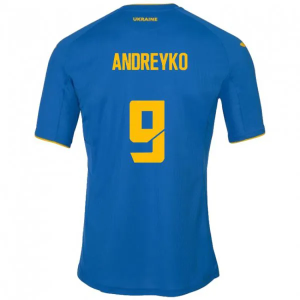 נשים אוקראינה Ivan Andreyko #9 כְּחוֹל הרחק ג'רזי 24-26 חולצה קצרה