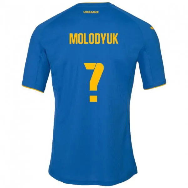 נשים אוקראינה Yelyzaveta Molodyuk #0 כְּחוֹל הרחק ג'רזי 24-26 חולצה קצרה