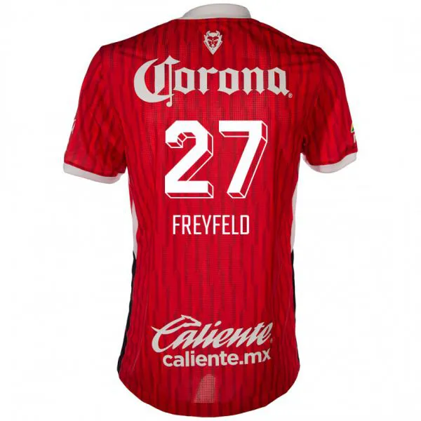 ילדים Emiliano Freyfeld #27 אדום לבן ג'רזי ביתית 2024/25 חולצה קצרה