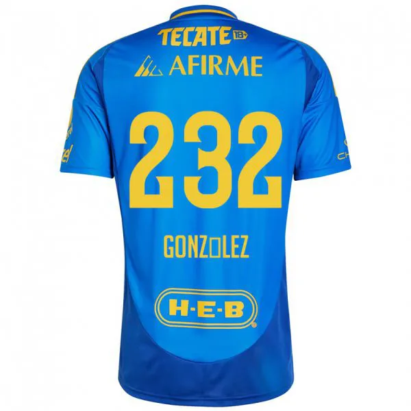 ילדים César González #232 כחול צהוב הרחק ג'רזי 2024/25 חולצה קצרה