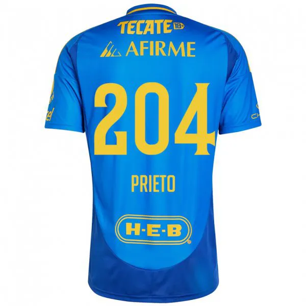 גברים Leonel Prieto #204 כחול צהוב הרחק ג'רזי 2024/25 חולצה קצרה