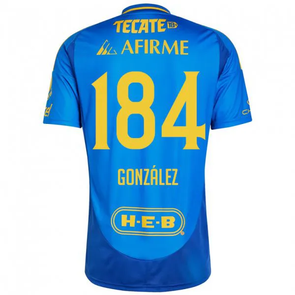 גברים Erick González #184 כחול צהוב הרחק ג'רזי 2024/25 חולצה קצרה