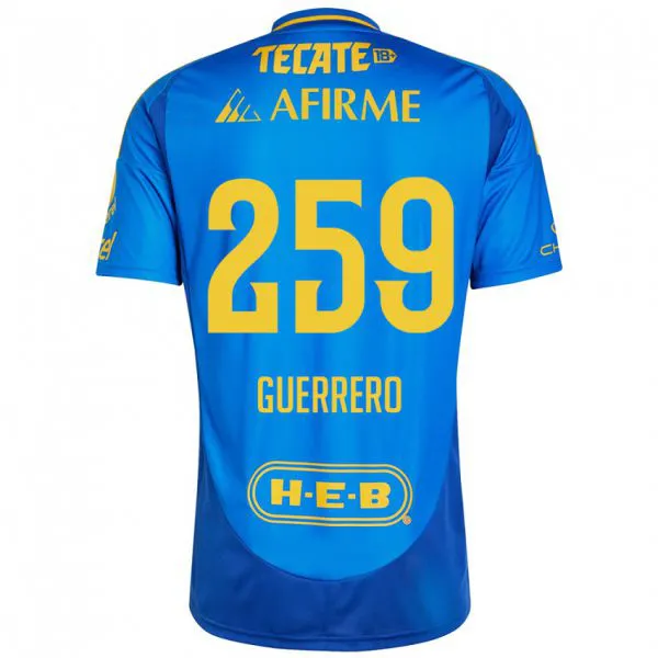 גברים Erick Guerrero #259 כחול צהוב הרחק ג'רזי 2024/25 חולצה קצרה