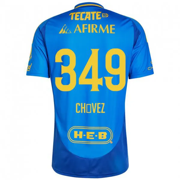 גברים Jorge Chávez #349 כחול צהוב הרחק ג'רזי 2024/25 חולצה קצרה