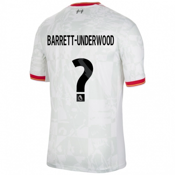 ילדים Keehan Barrett-Underwood #0 לבן אדום שחור ג'רזי קיט שלישי 2024/25 חולצה קצרה