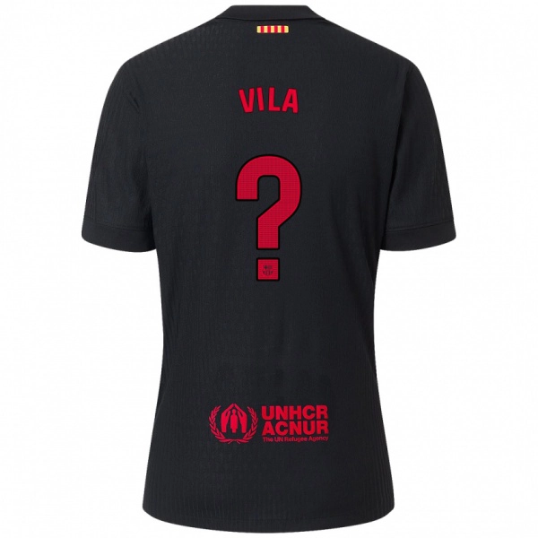 גברים Manu Vila #0 שחור אדום הרחק ג'רזי 2024/25 חולצה קצרה