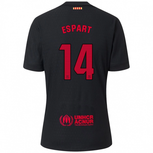 גברים Xavi Espart #14 שחור אדום הרחק ג'רזי 2024/25 חולצה קצרה