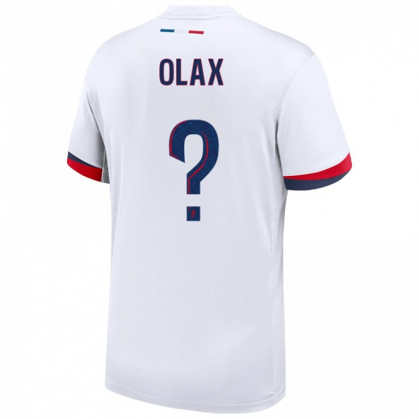 גברים Djamy Olax #0 לבן כחול אדום הרחק ג'רזי 2024/25 חולצה קצרה