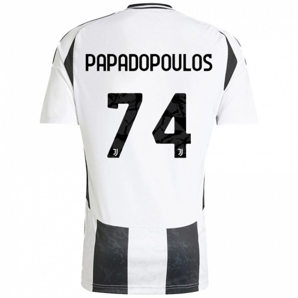 נשים Christos Papadopoulos #74 לבן שחור ג'רזי ביתית 2024/25 חולצה קצרה