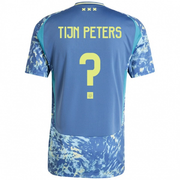 נשים Tijn Peters #0 אפור כחול צהוב הרחק ג'רזי 2024/25 חולצה קצרה