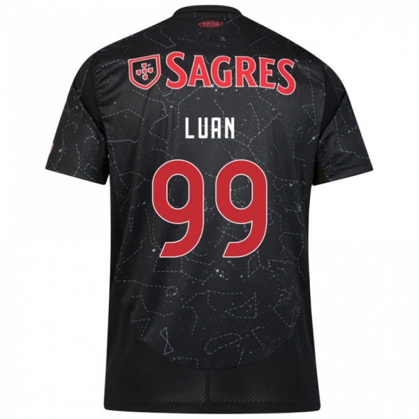 נשים Luan #99 שחור אדום הרחק ג'רזי 2024/25 חולצה קצרה