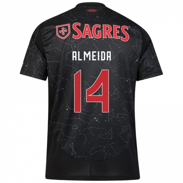 נשים Letícia Almeida #14 שחור אדום הרחק ג'רזי 2024/25 חולצה קצרה