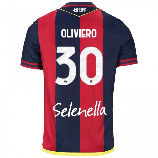 ילדים Andrea Oliviero #30 אדום רויאל כחול ג'רזי ביתית 2024/25 חולצה קצרה