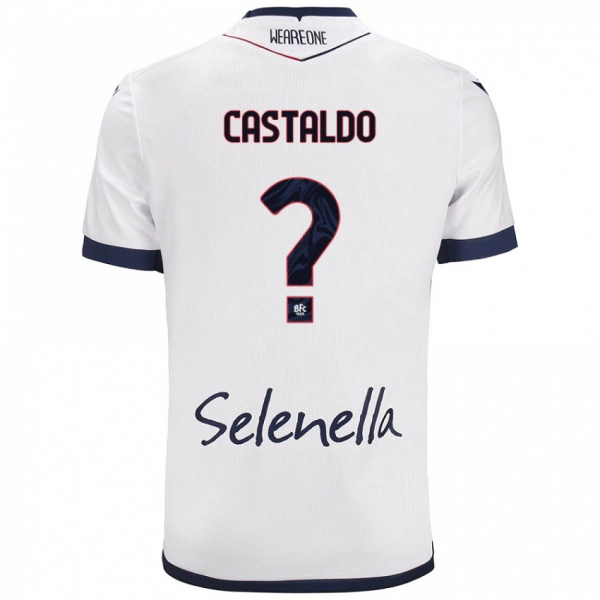 ילדים Francesco Castaldo #0 כחול רויאל לבן הרחק ג'רזי 2024/25 חולצה קצרה