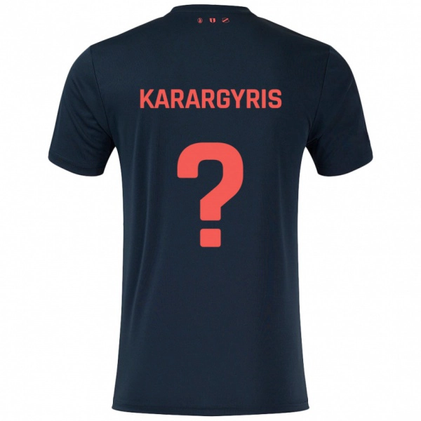 גברים Zois Karargyris #0 שחור אדום הרחק ג'רזי 2024/25 חולצה קצרה