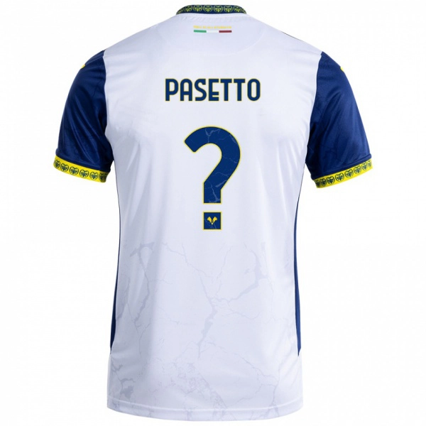 גברים Michele Pasetto #0 כחול לבן הרחק ג'רזי 2024/25 חולצה קצרה