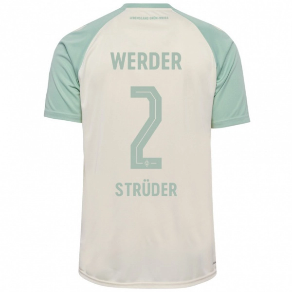 ילדים Mika Strüder #2 אוף-וויט ירוק בהיר הרחק ג'רזי 2024/25 חולצה קצרה
