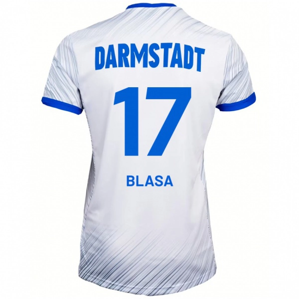 ילדים Keanu Blasa #17 לבן כחול הרחק ג'רזי 2024/25 חולצה קצרה
