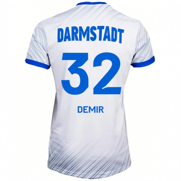 ילדים Lean Demir #32 לבן כחול הרחק ג'רזי 2024/25 חולצה קצרה