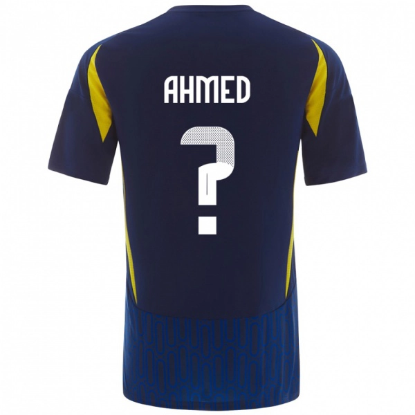 גברים Al Anood Ahmed #0 כחול צהוב הרחק ג'רזי 2024/25 חולצה קצרה