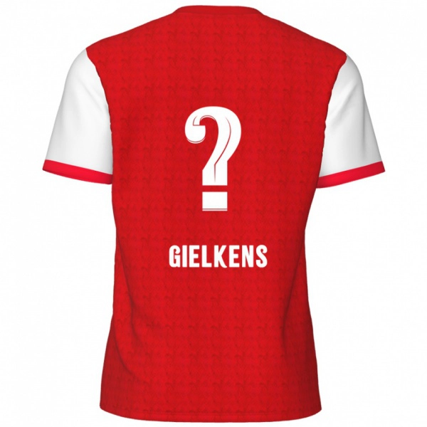 גברים Mathijs Gielkens #0 אדום לבן ג'רזי ביתית 2024/25 חולצה קצרה