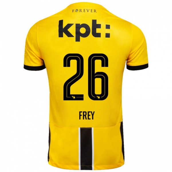 גברים Laura Frey #26 צהוב שחור ג'רזי ביתית 2024/25 חולצה קצרה