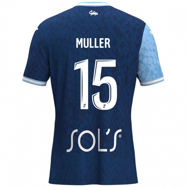 נשים Laura Muller #15 כחול שמיים כחול כהה ג'רזי ביתית 2024/25 חולצה קצרה