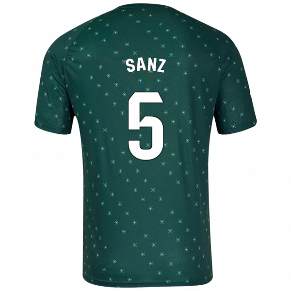 נשים Paco Sanz #5 ירוק כהה הרחק ג'רזי 2024/25 חולצה קצרה