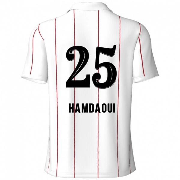 נשים Youssef Hamdaoui #25 לבן שחור הרחק ג'רזי 2024/25 חולצה קצרה