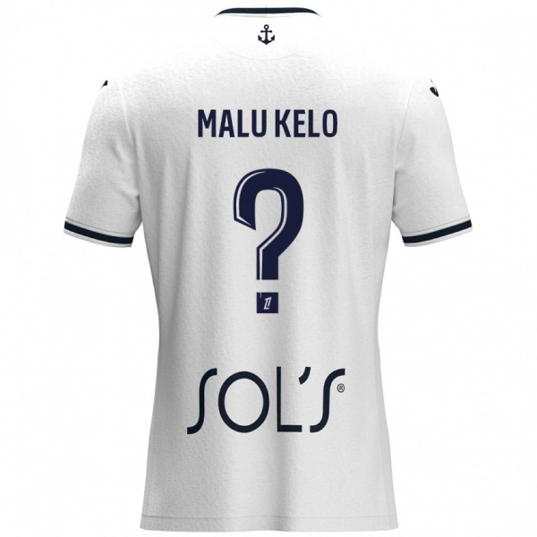 נשים Yohann Malu Kelo #0 לבן כחול כהה הרחק ג'רזי 2024/25 חולצה קצרה