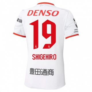 ילדים Takuya Shigehiro #19 אדום צהוב הרחק ג'רזי 2025/26 חולצה קצרה