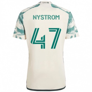 גברים Maximo Nystrom #47 שחור חום הרחק ג'רזי 2025/26 חולצה קצרה