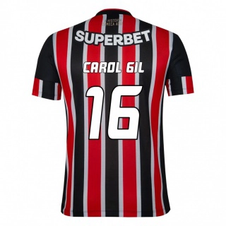גברים Carol Gil #16 אדום שחור לבן הרחק ג'רזי 2025/26 חולצה קצרה