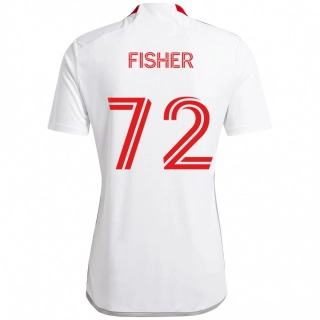נשים Mark Fisher #72 אדום לבן הרחק ג'רזי 2025/26 חולצה קצרה