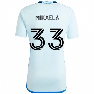 נשים Aitken Mikaela #33 כחול כהה שחור הרחק ג'רזי 2025/26 חולצה קצרה