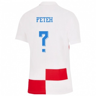 ילדים קרואטיה Mate Peteh #0 לבן אדום ג'רזי ביתית 24-26 חולצה קצרה