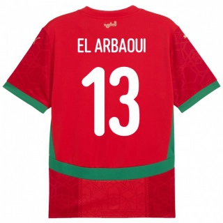 ילדים מָרוֹקוֹ Ilyas El Arbaoui #13 אָדוֹם ג'רזי ביתית 24-26 חולצה קצרה