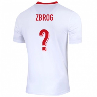 ילדים פולין Jakub Zbrog #0 לבן ג'רזי ביתית 24-26 חולצה קצרה