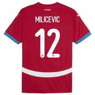 ילדים סרביה Marko Milicevic #12 אָדוֹם ג'רזי ביתית 24-26 חולצה קצרה