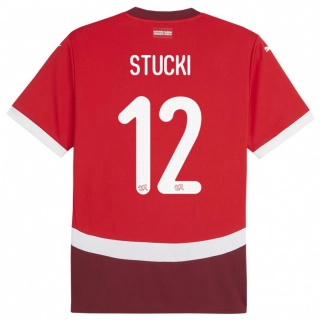 ילדים שווייץ Jayden Stucki #12 אָדוֹם ג'רזי ביתית 24-26 חולצה קצרה