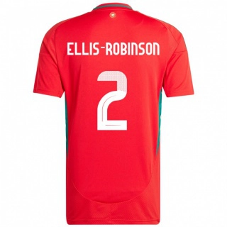 ילדים ויילס Eddie Ellis-Robinson #2 אָדוֹם ג'רזי ביתית 24-26 חולצה קצרה