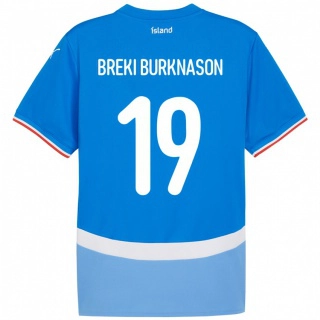 ילדים אִיסלַנד Birnir Breki Burknason #19 כְּחוֹל ג'רזי ביתית 24-26 חולצה קצרה
